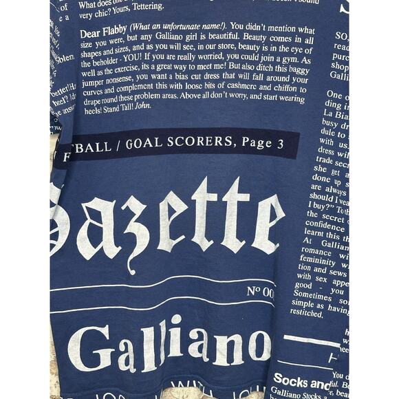 John Galliano Authentic Vintage 2000's Gazette Newspaper Tshirt Rare, size Small - Picture 9 of 11